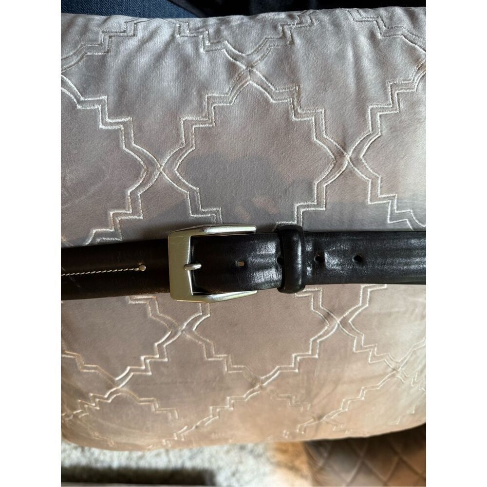 Tommy Bahama Black Leather Stitched Belt sz 40 EUC